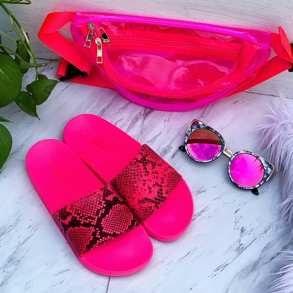 Hot Pink Snake Slides Sandals - Picture 4 of 6